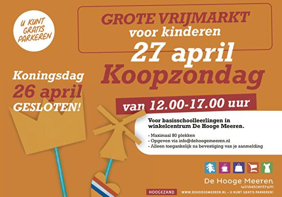 Grote vrijmarkt voor kinderen en Koopzondag